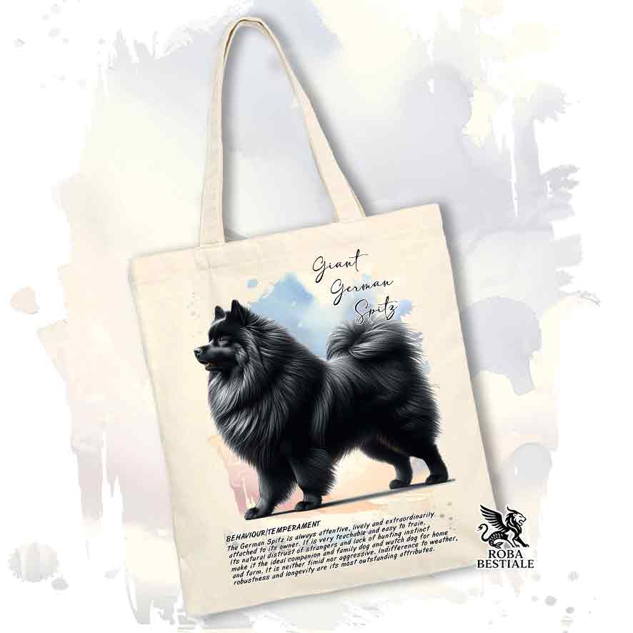 Tote bag Spitz Tedesco Grande nero con grafica Behavior colore beige