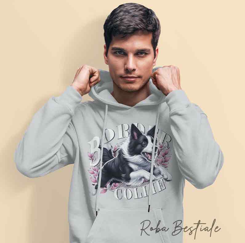 Felpa Invernale BLOSSOM BEAUTY - BORDER COLLIE Bianco e Nero - Unisex - Nera o Grigia - dalla XS alla 3XL