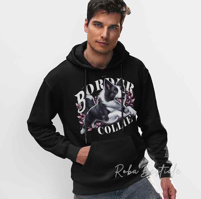 Felpa Invernale BLOSSOM BEAUTY - BORDER COLLIE Bianco e Nero - Unisex - Nera o Grigia - dalla XS alla 3XL