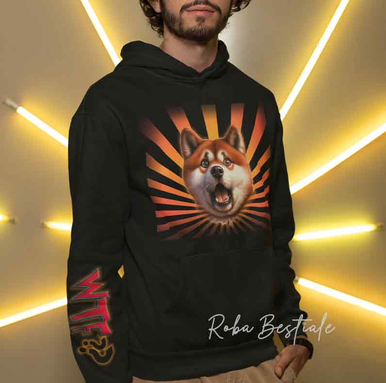 Felpa Invernale WTF?? - AKITA INU Rosso - Con Cappuccio, Nera o Grigia - dalla XS alla 3XL