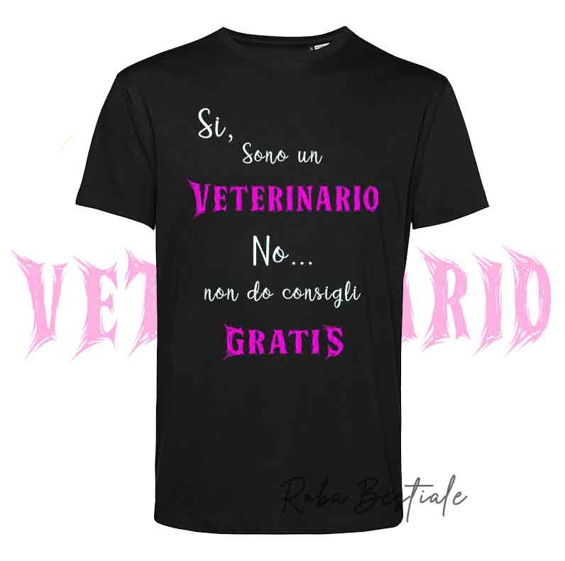 T-shirt PARCHETTO STYLE - VETERINARIO - NERA - Uomo o Donna, Scritte in colore a scelta