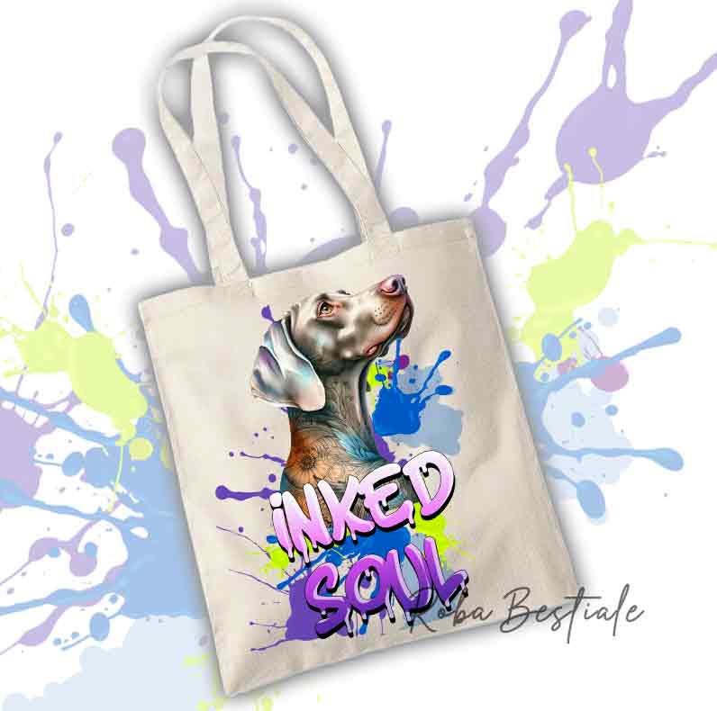 Shopper INKED SOUL - WEIMARANER Grigio Argento