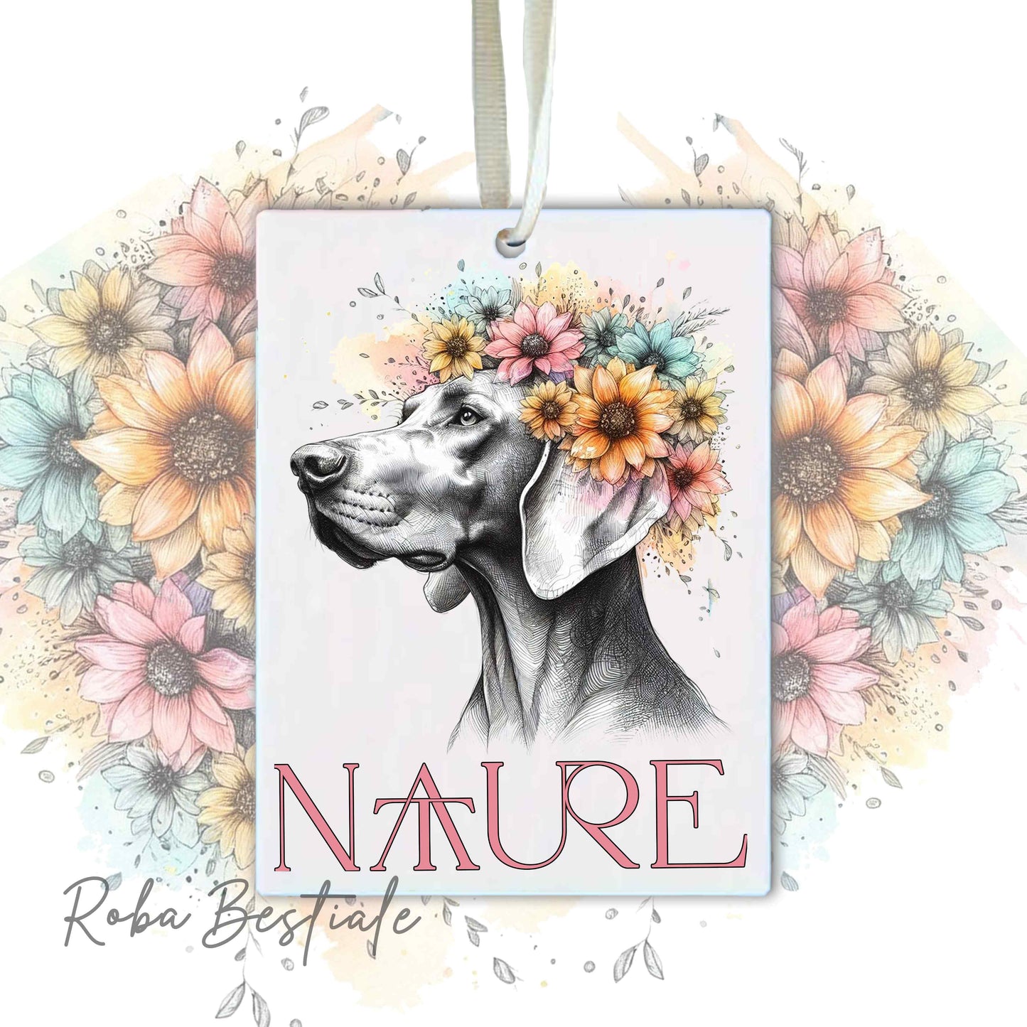 Deodorante Auto NATURE - WEIMARANER - In Feltro, con cordino - 7,5 x 10 cm