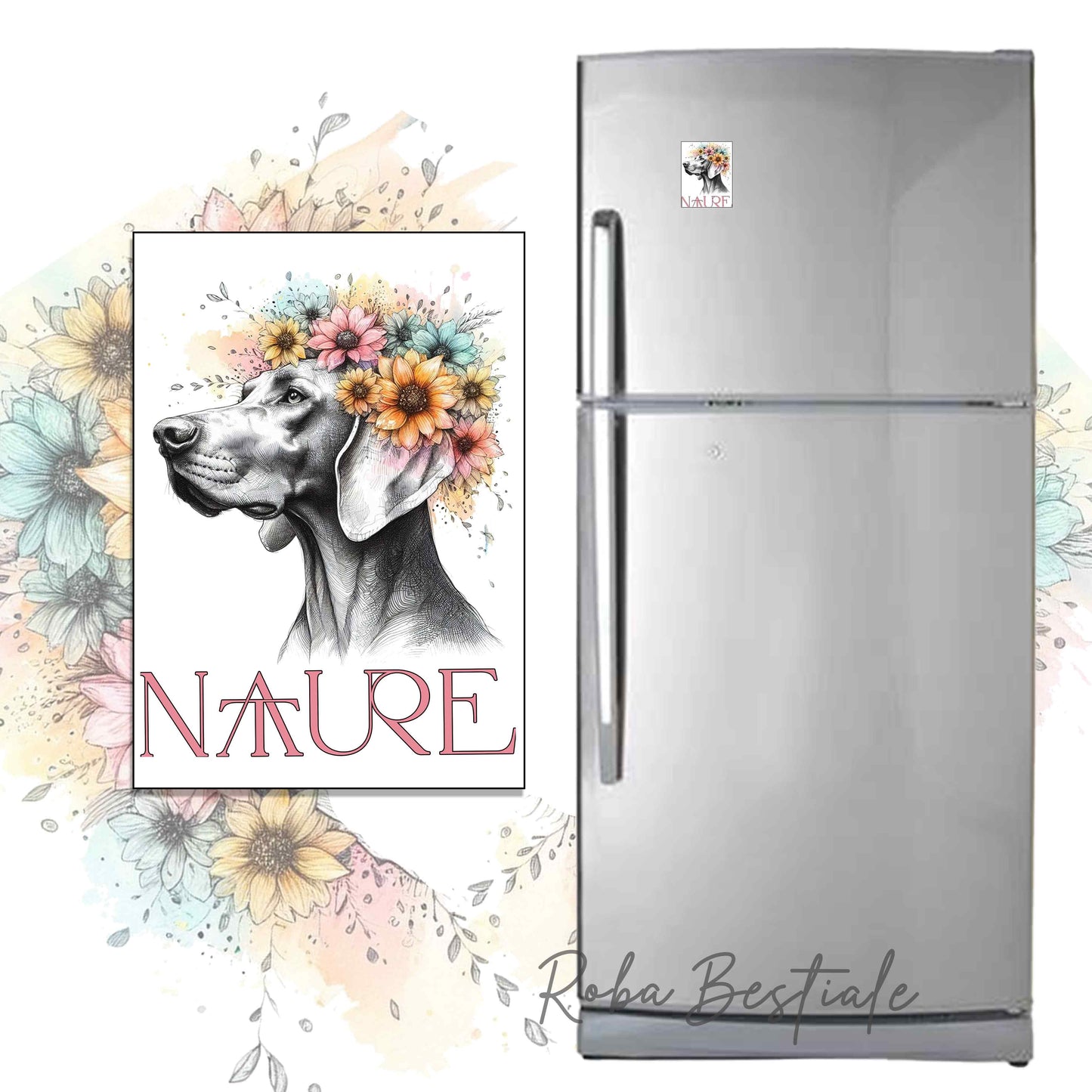 Calamita NATURE - WEIMARANER - in MDF, 7x5 cm