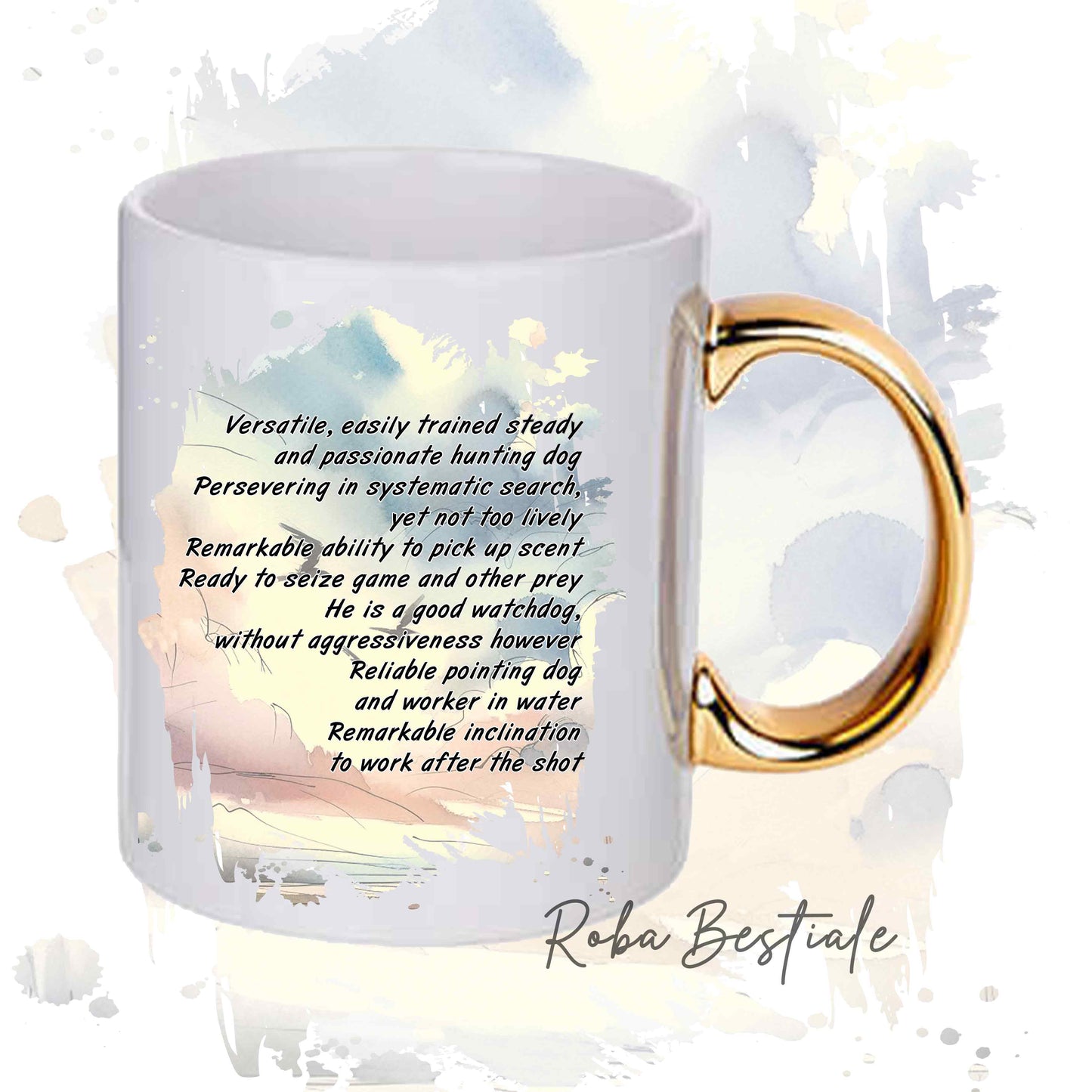 Tazza BEHAVIOR - WEIMARANER Grigio Topo - Standard FCI - In Ceramica, con manico dorato - 330 ml