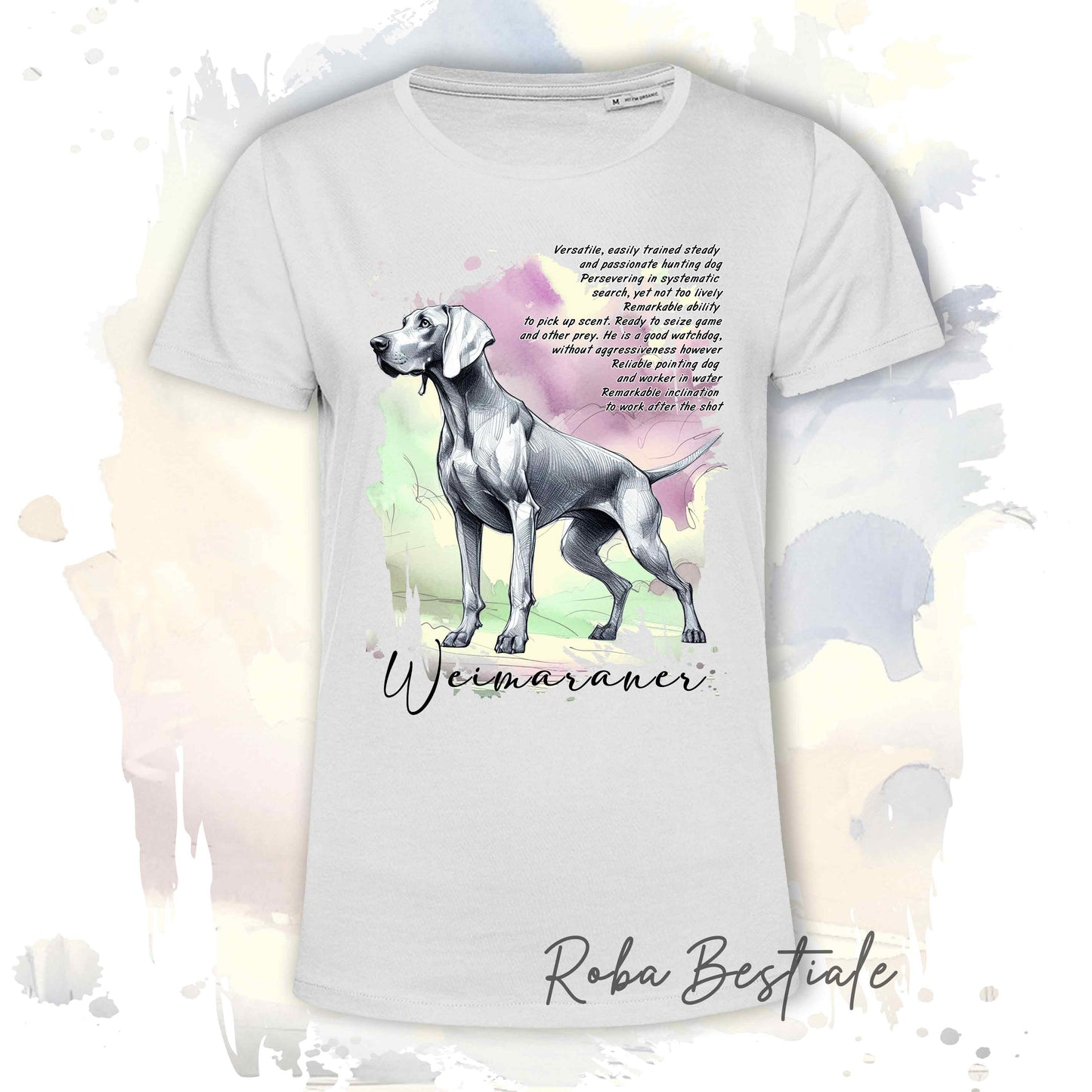 T-Shirt BEHAVIOR - WEIMARANER Grigio Argento - Standard FCI - 100% Cotone - dalla XS alla 5XL