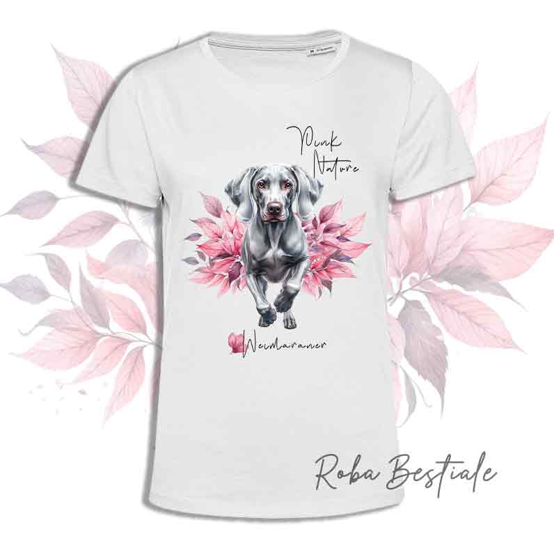 T-Shirt PINK NATURE - WEIMARANER Grigio Argento - Uomo o Donna - dalla XS alla 5XL
