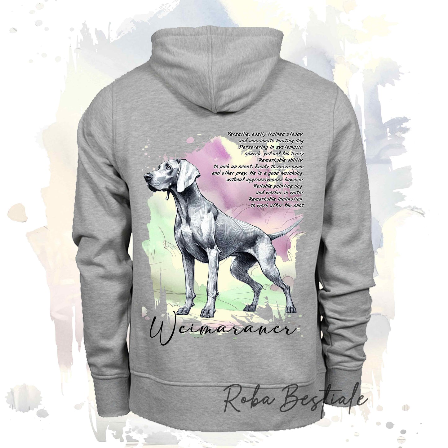 Felpa BEHAVIOR - WEIMARANER Grigio Argento - Standard FCI - Unisex - Grigia - dalla XS alla 3XL