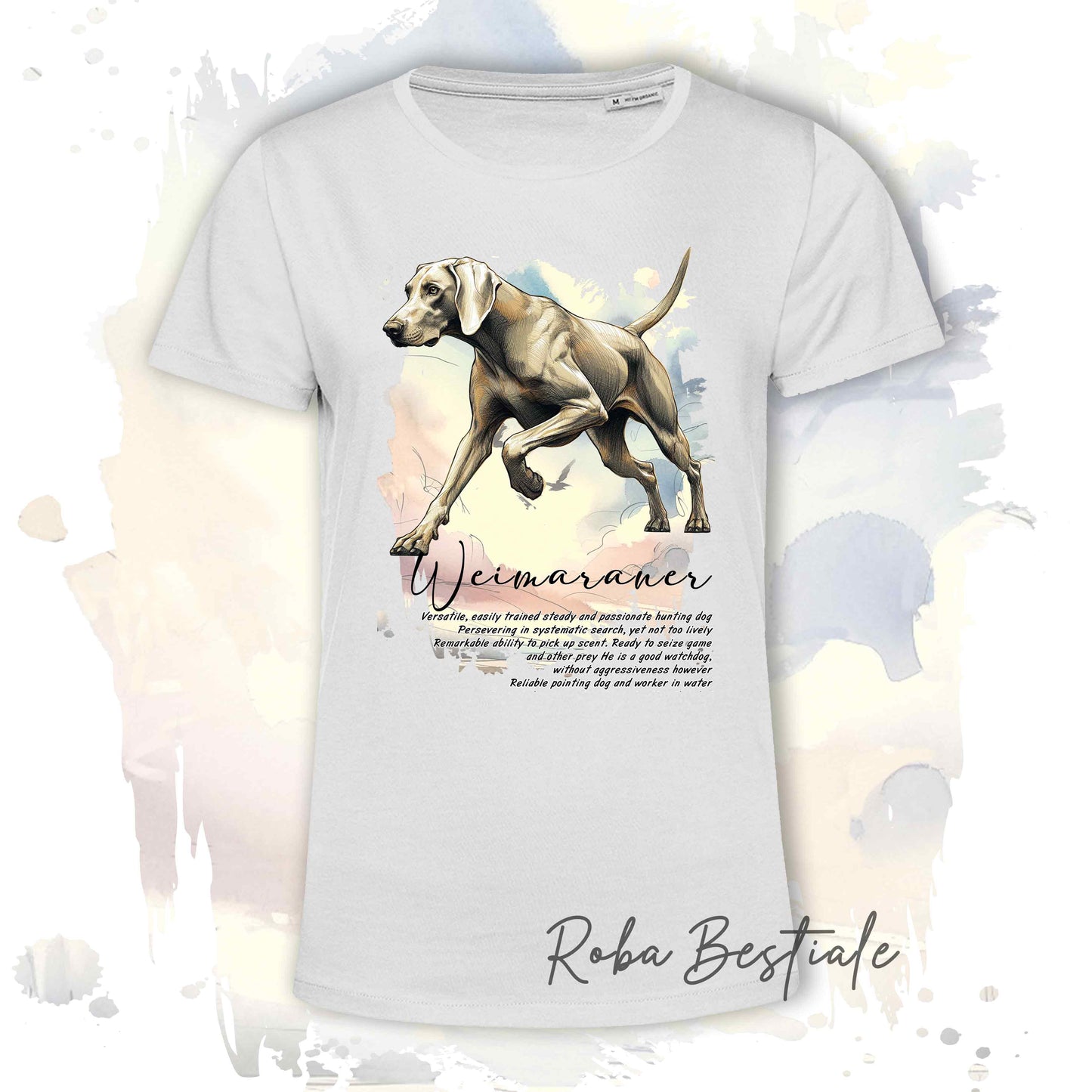 T-Shirt BEHAVIOR - WEIMARANER Grigio Capriolo - Standard FCI - 100% Cotone - dalla XS alla 5XL