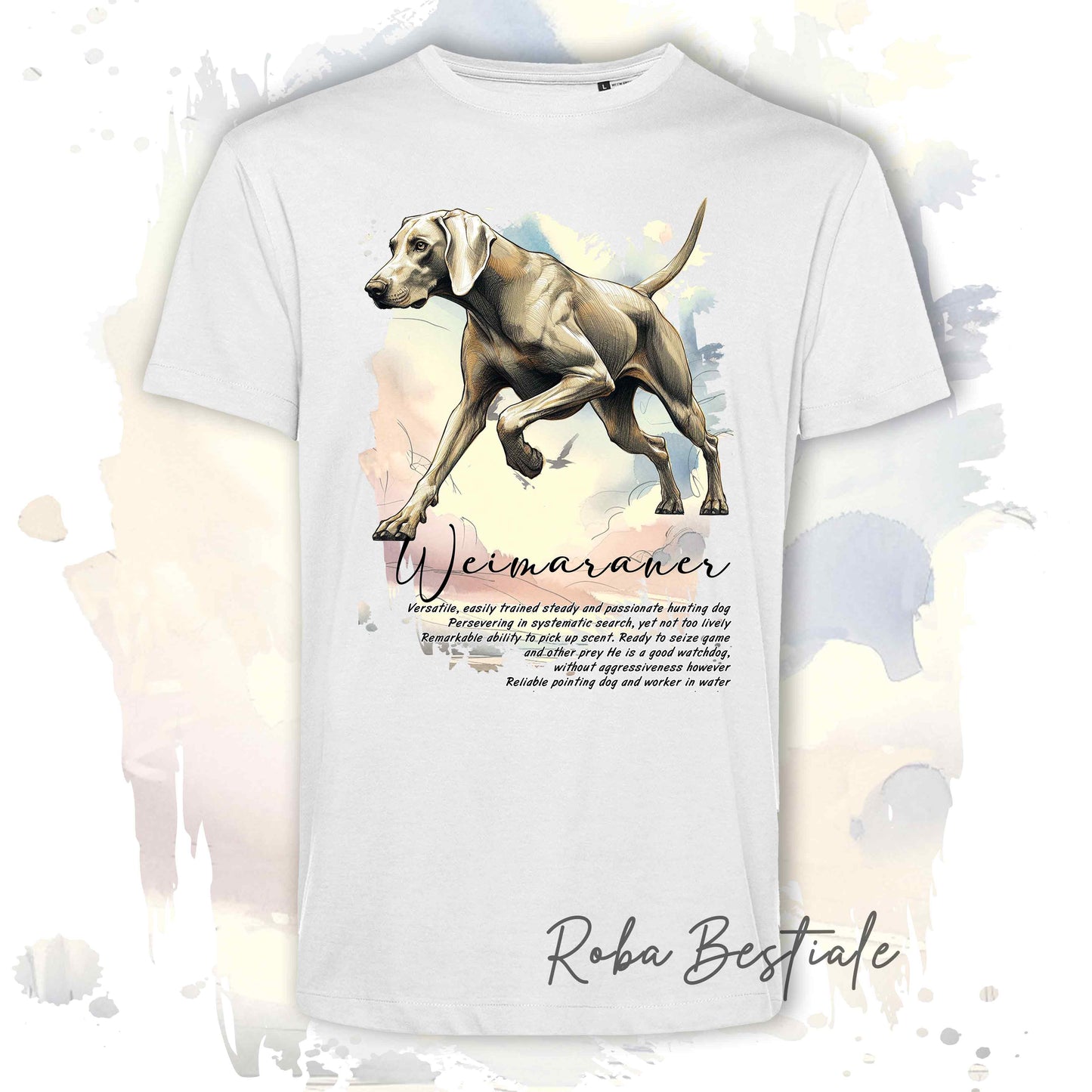 T-Shirt BEHAVIOR - WEIMARANER Grigio Capriolo - Standard FCI - 100% Cotone - dalla XS alla 5XL