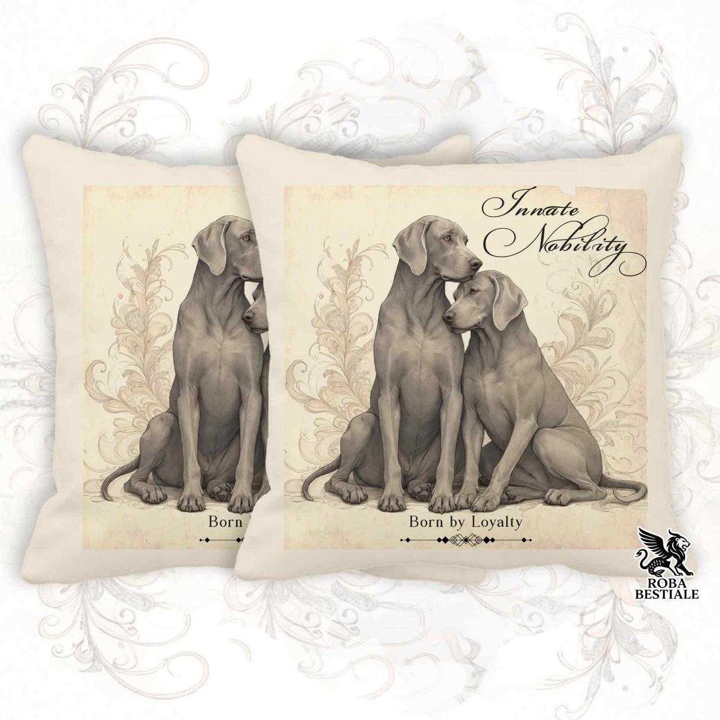 Cuscino NOBILITY - WEIMARANER Grigio Capriolo - 100% Tela di Cotone - 40x40 cm