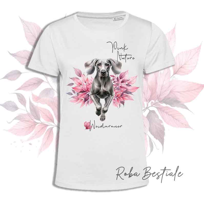 T-Shirt PINK NATURE - WEIMARANER Grigio Capriolo - Uomo o Donna - dalla XS alla 5XL