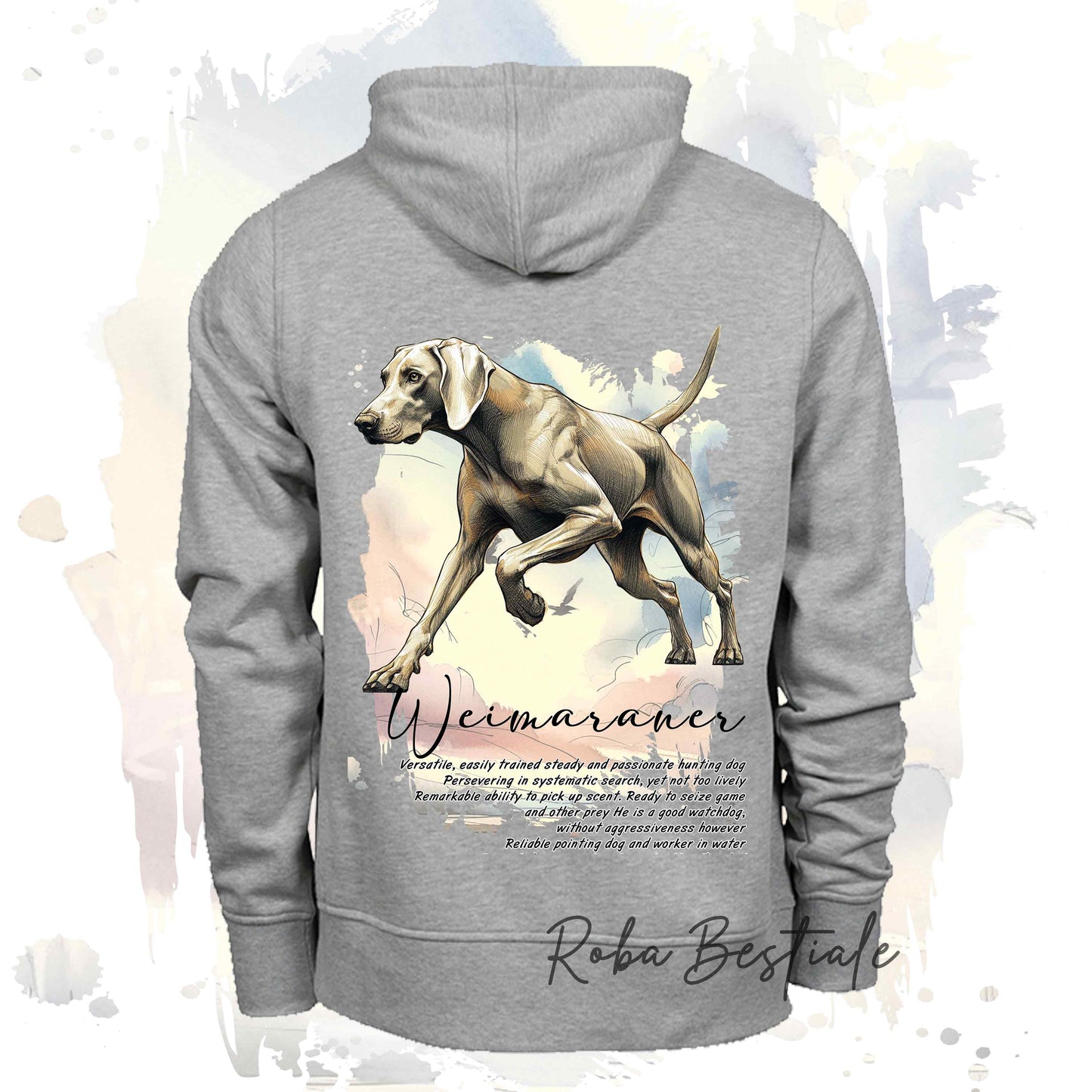 Felpa BEHAVIOR - WEIMARANER Grigio Capriolo - Standard FCI - Unisex - Grigia - dalla XS alla 3XL