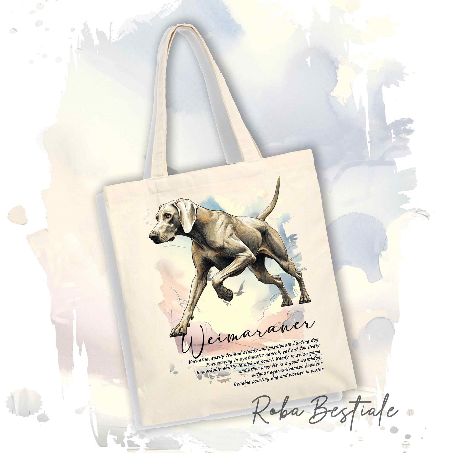 Shopper BEHAVIOR - WEIMARANER Grigio Capriolo - Standard FCI - Diversi colori disponibili, 100% Cotone