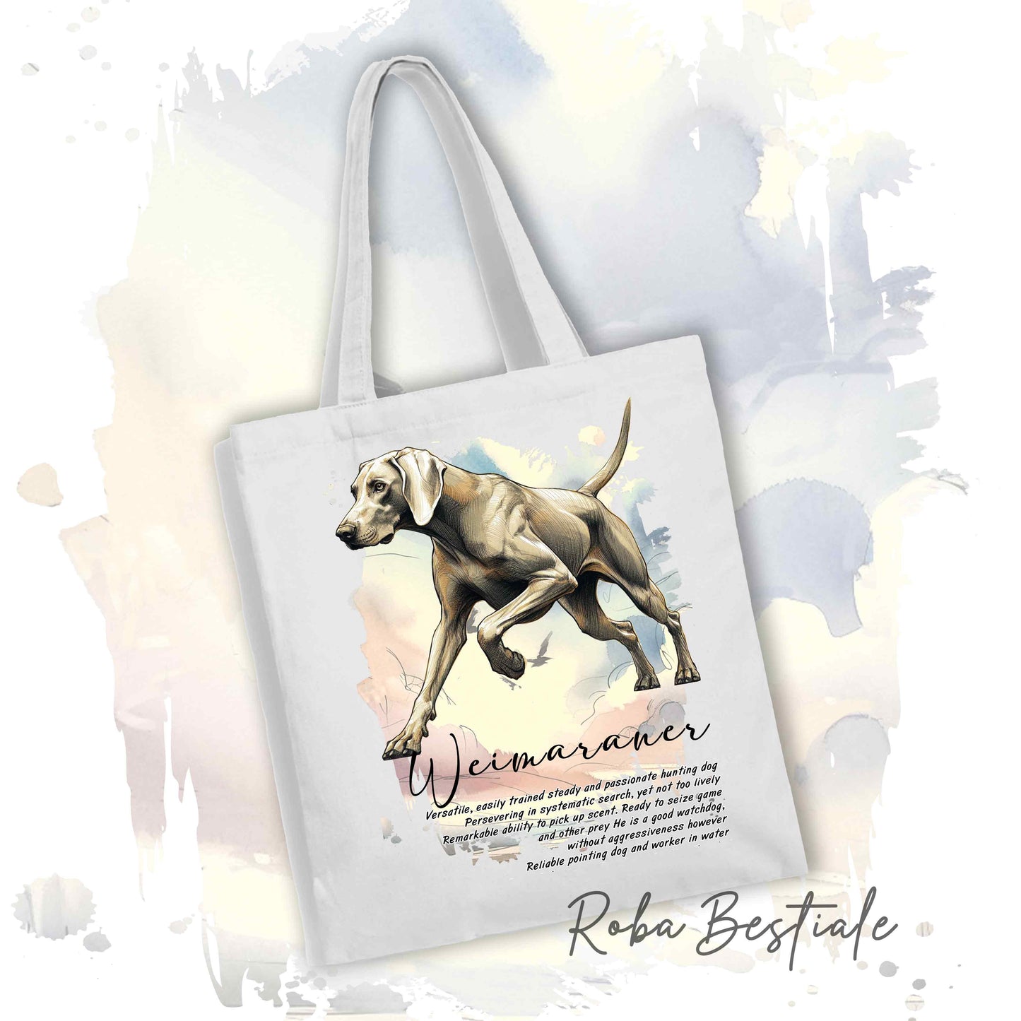 Shopper BEHAVIOR - WEIMARANER Grigio Capriolo - Standard FCI - Diversi colori disponibili, 100% Cotone