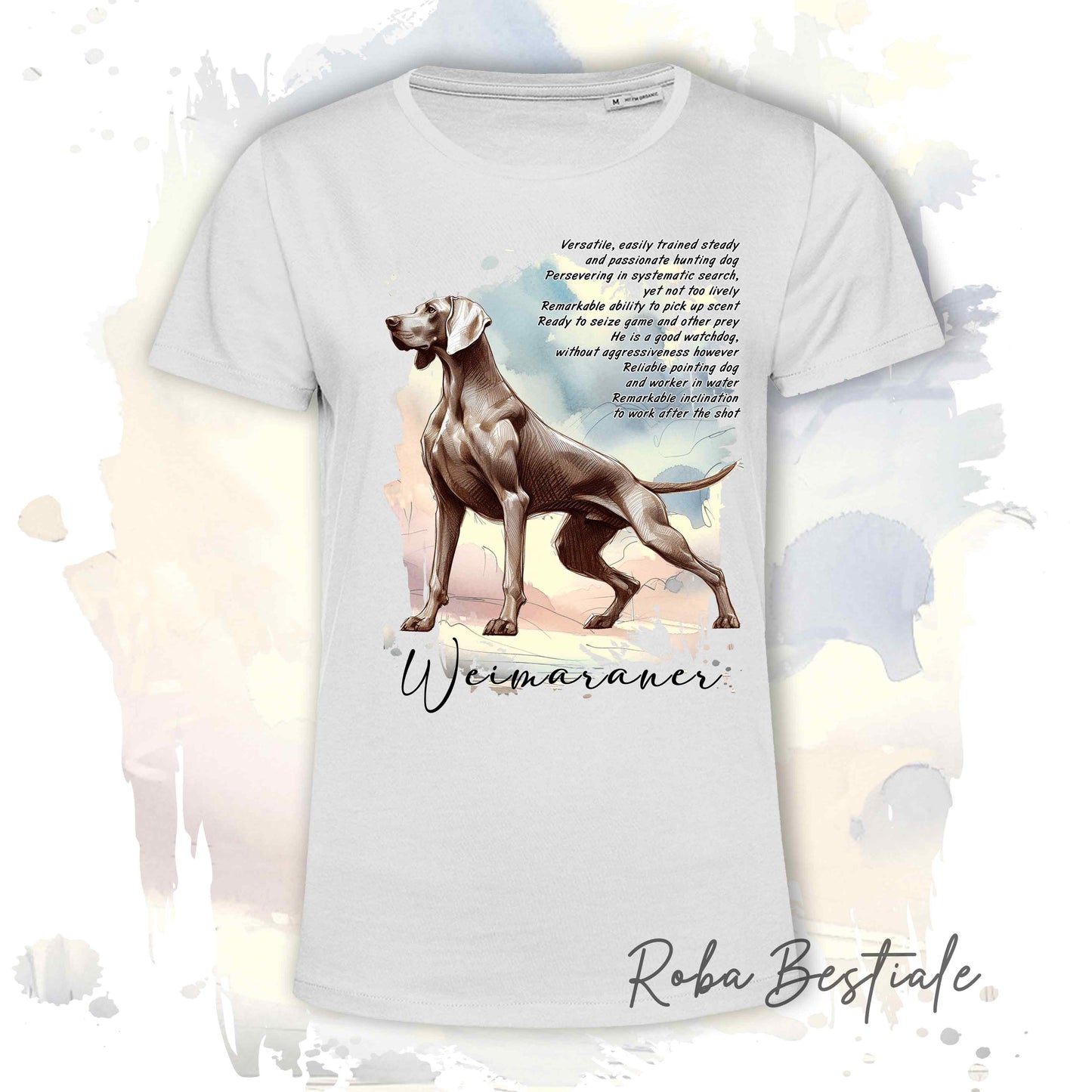 T-Shirt BEHAVIOR - WEIMARANER Grigio Topo - Standard FCI - 100% Cotone - dalla XS alla 5XL