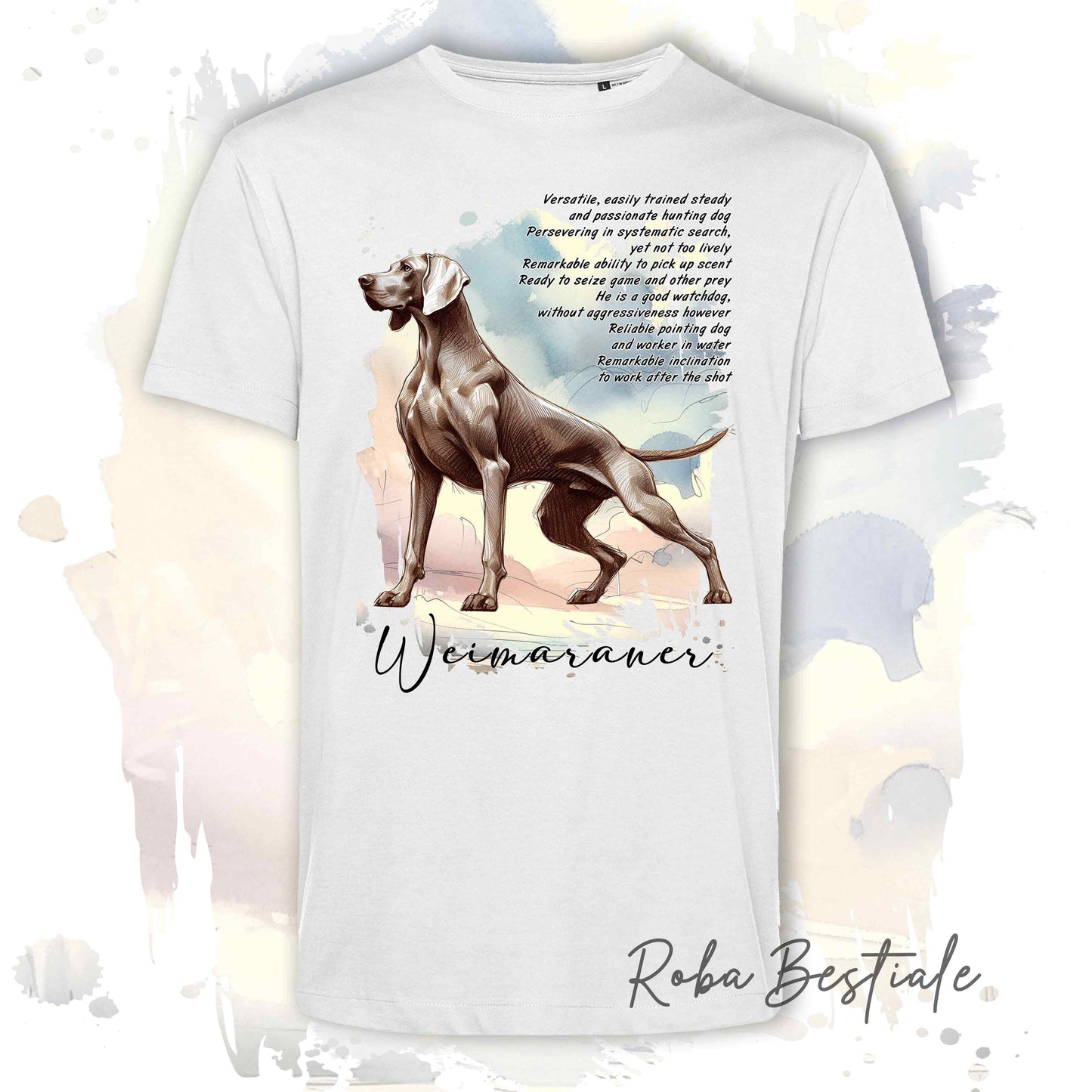 T-Shirt BEHAVIOR - WEIMARANER Grigio Topo - Standard FCI - 100% Cotone - dalla XS alla 5XL