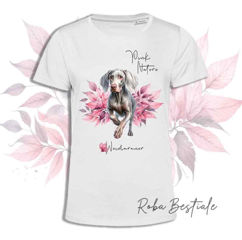 T-Shirt PINK NATURE - WEIMARANER Grigio Topo - Uomo o Donna - dalla XS alla 5XL