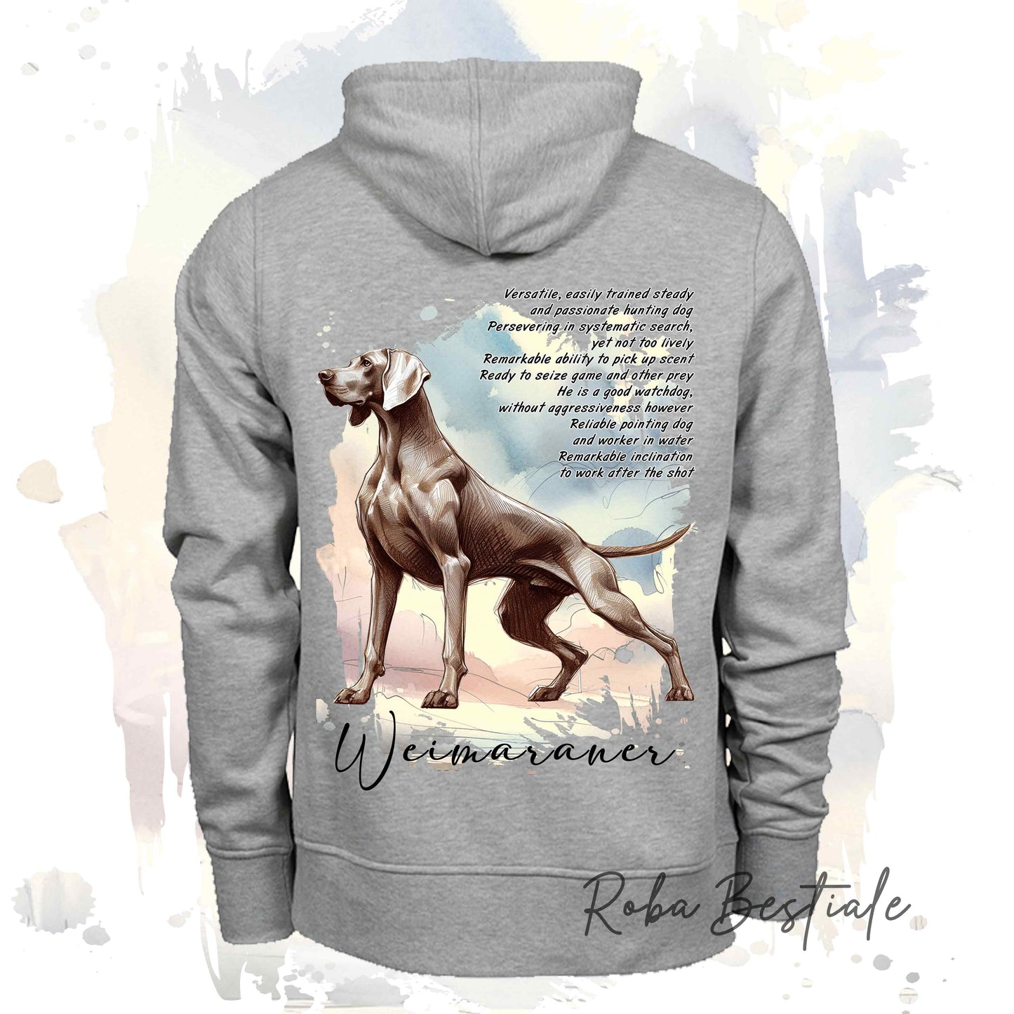 Felpa BEHAVIOR - WEIMARANER Grigio Topo - Standard FCI - Unisex - Grigia - dalla XS alla 3XL