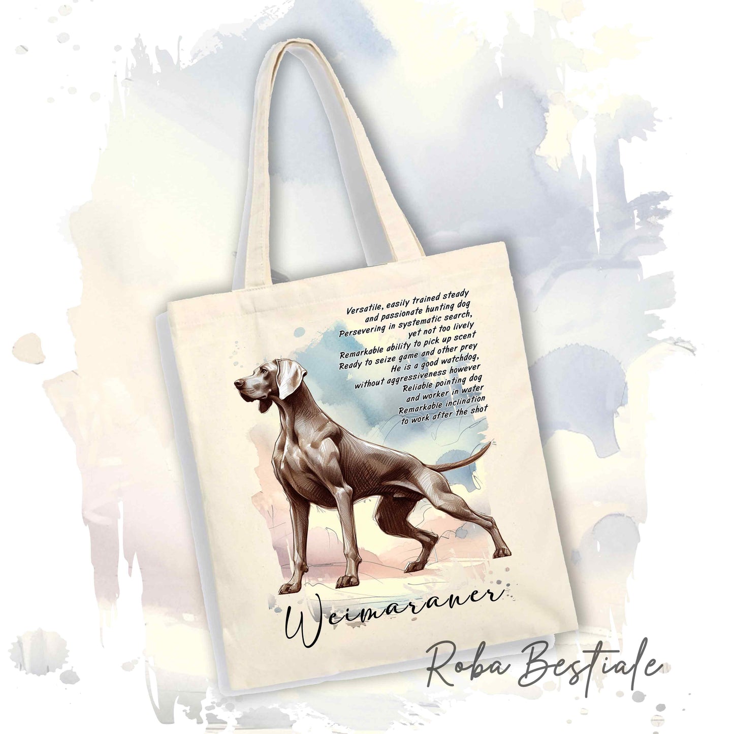 Shopper BEHAVIOR - WEIMARANER Grigio Topo - Standard FCI - Diversi colori disponibili, 100% Cotone