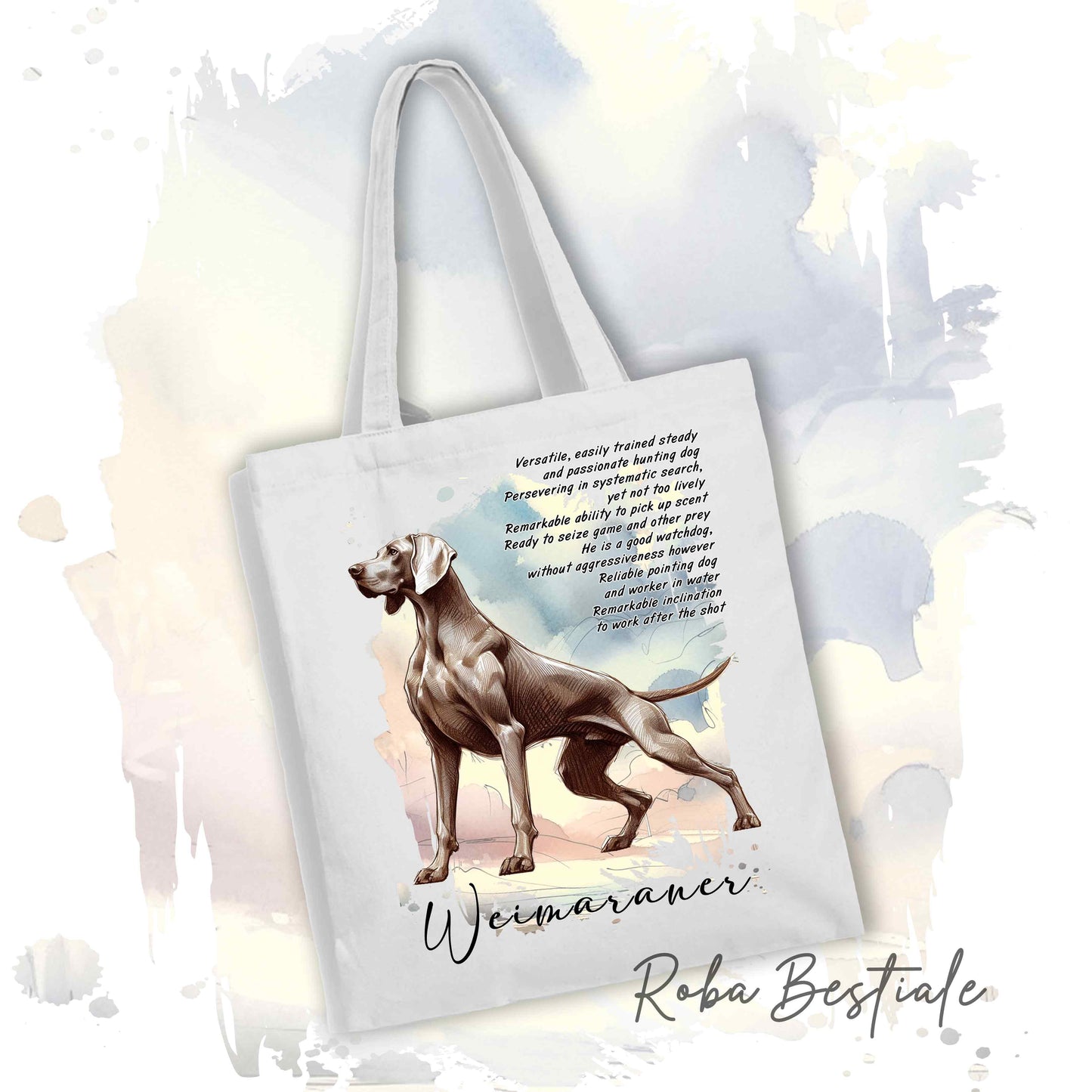 Shopper BEHAVIOR - WEIMARANER Grigio Topo - Standard FCI - Diversi colori disponibili, 100% Cotone