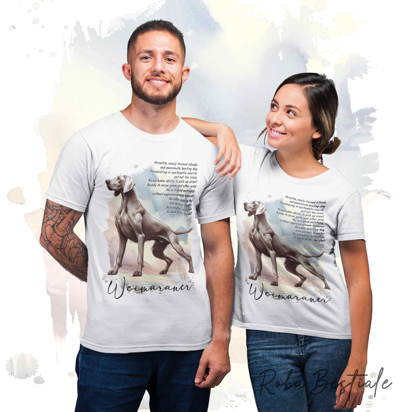 T-Shirt BEHAVIOR - WEIMARANER Grigio Topo - Standard FCI - 100% Cotone - dalla XS alla 5XL