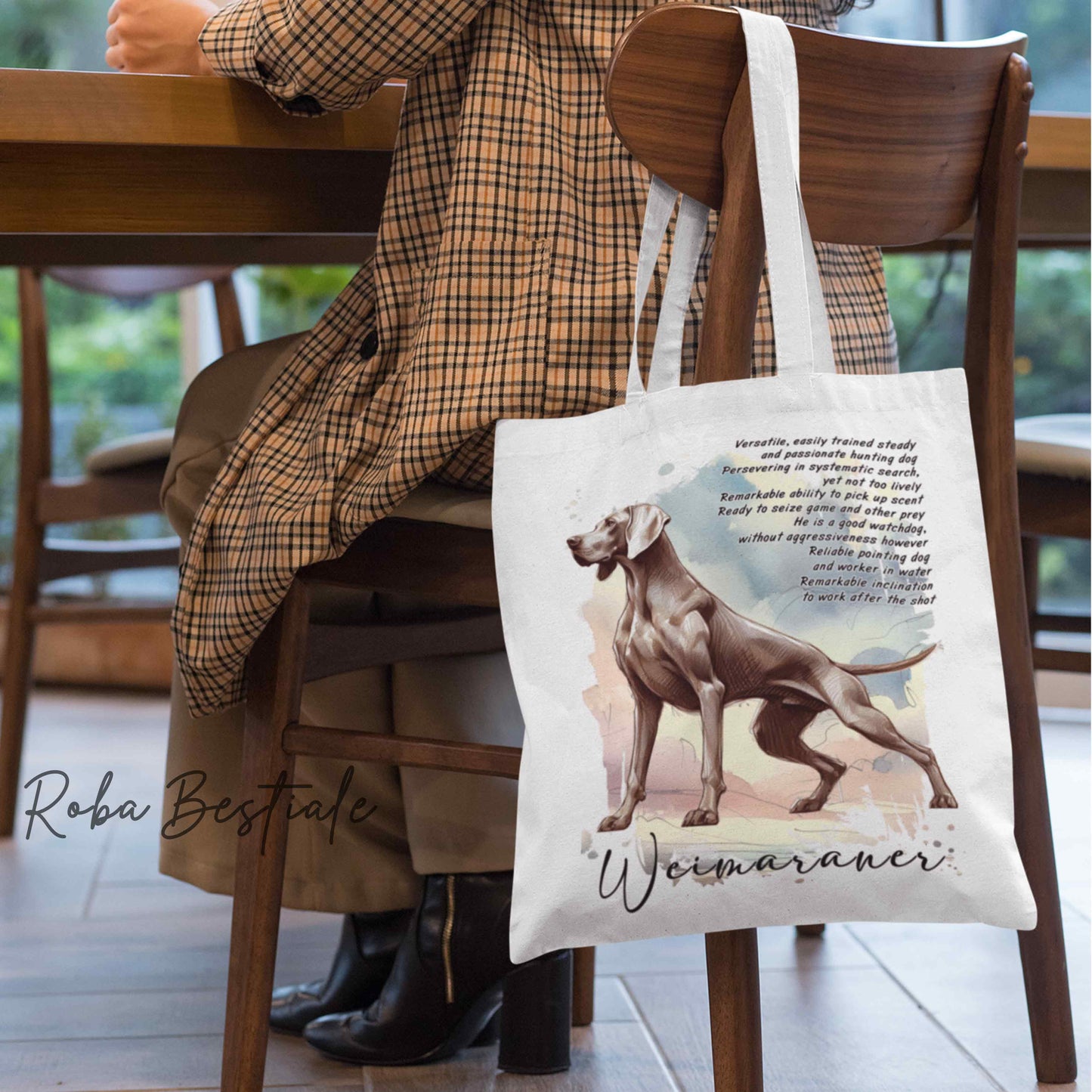 Shopper BEHAVIOR - WEIMARANER Grigio Topo - Standard FCI - Diversi colori disponibili, 100% Cotone