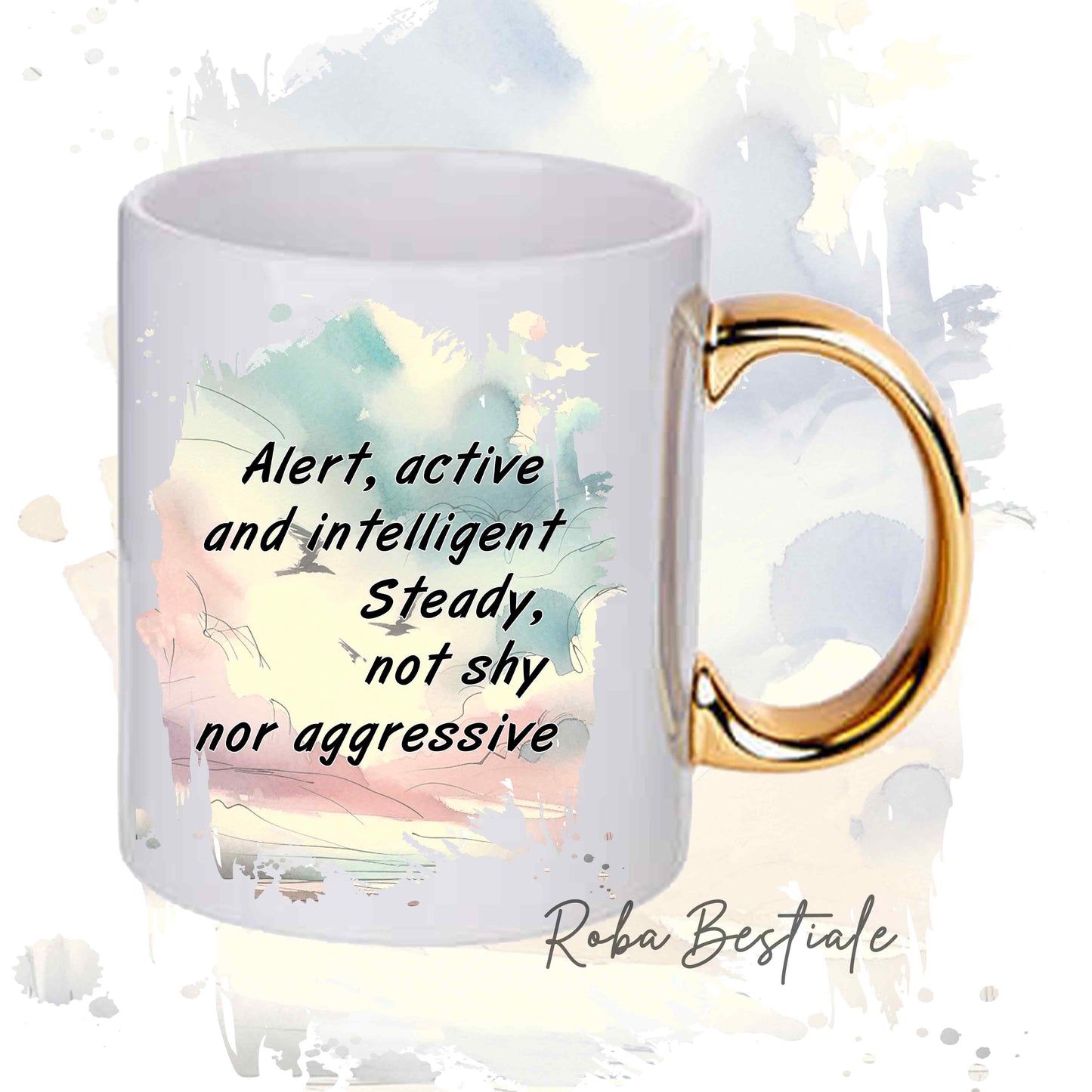 Tazza BEHAVIOR - WELSH CORGI PEMBROKE Fulvo - Standard FCI - In Ceramica, con manico dorato - 330 ml