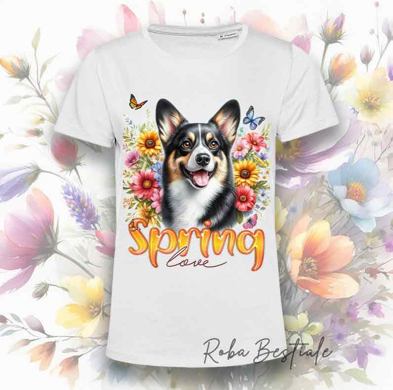 T-Shirt SPRING Love - WELSH CORGI CARDIGAN Black Tricolor