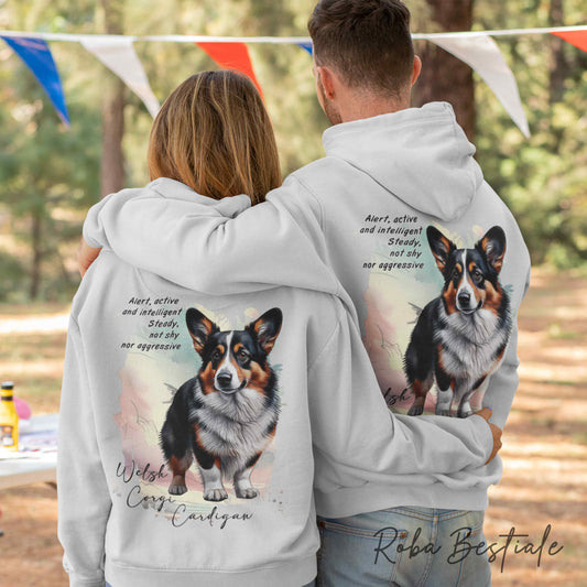 Felpa BEHAVIOR - WELSH CORGI CARDIGAN Black Tricolor - Standard FCI - Unisex - Grigia - dalla XS alla 3XL