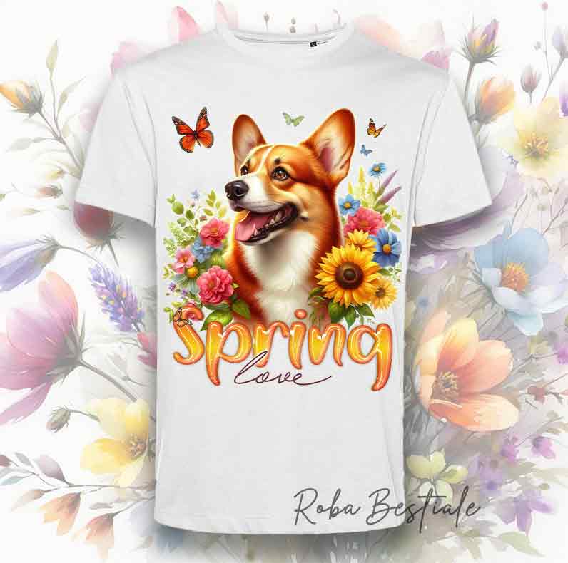 SPRING LOVE T-Shirt - WELSH CORGI CARDIGAN Red
