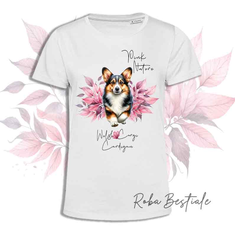 T-Shirt PINK NATURE - WELSH CORGI CARDIGAN Black Tricolor - Uomo o Donna - dalla XS alla 5XL