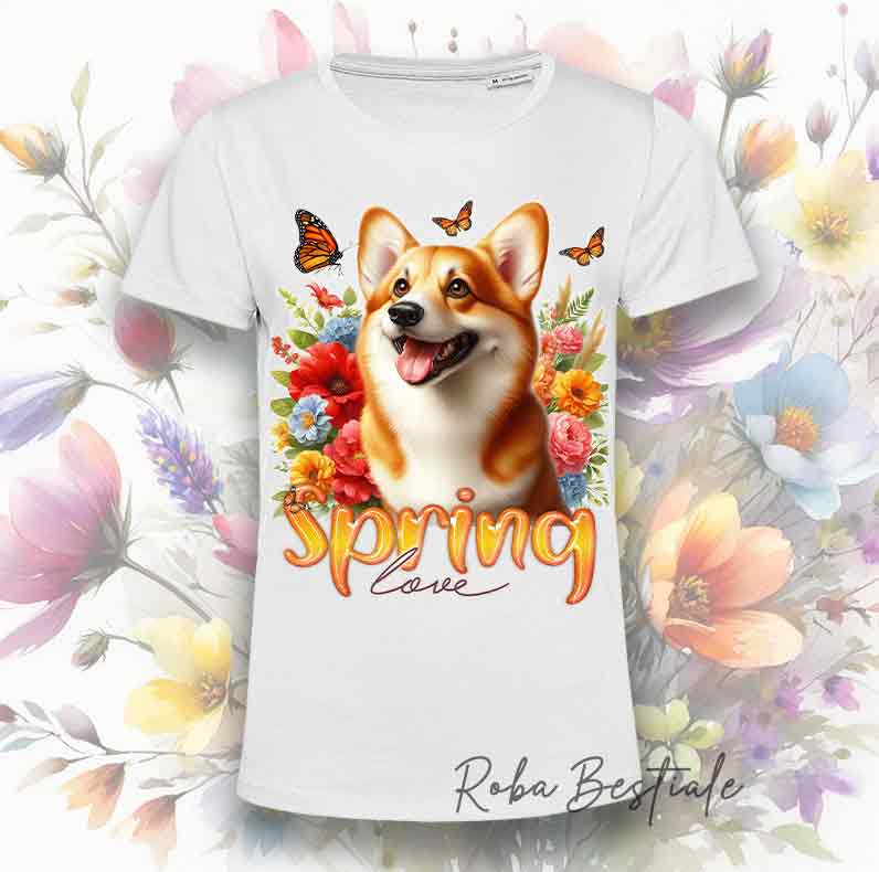 T-Shirt SPRING Love - WELSH CORGI PEMBROKE Red