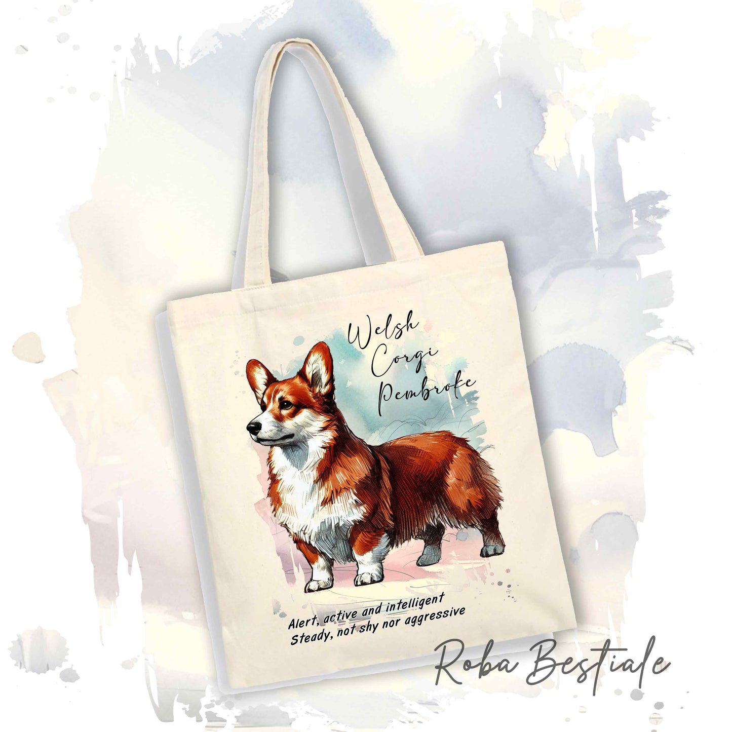 Shopper BEHAVIOR - WELSH CORGI PEMBROKE Rosso - Standard FCI - Diversi colori disponibili, 100% Cotone