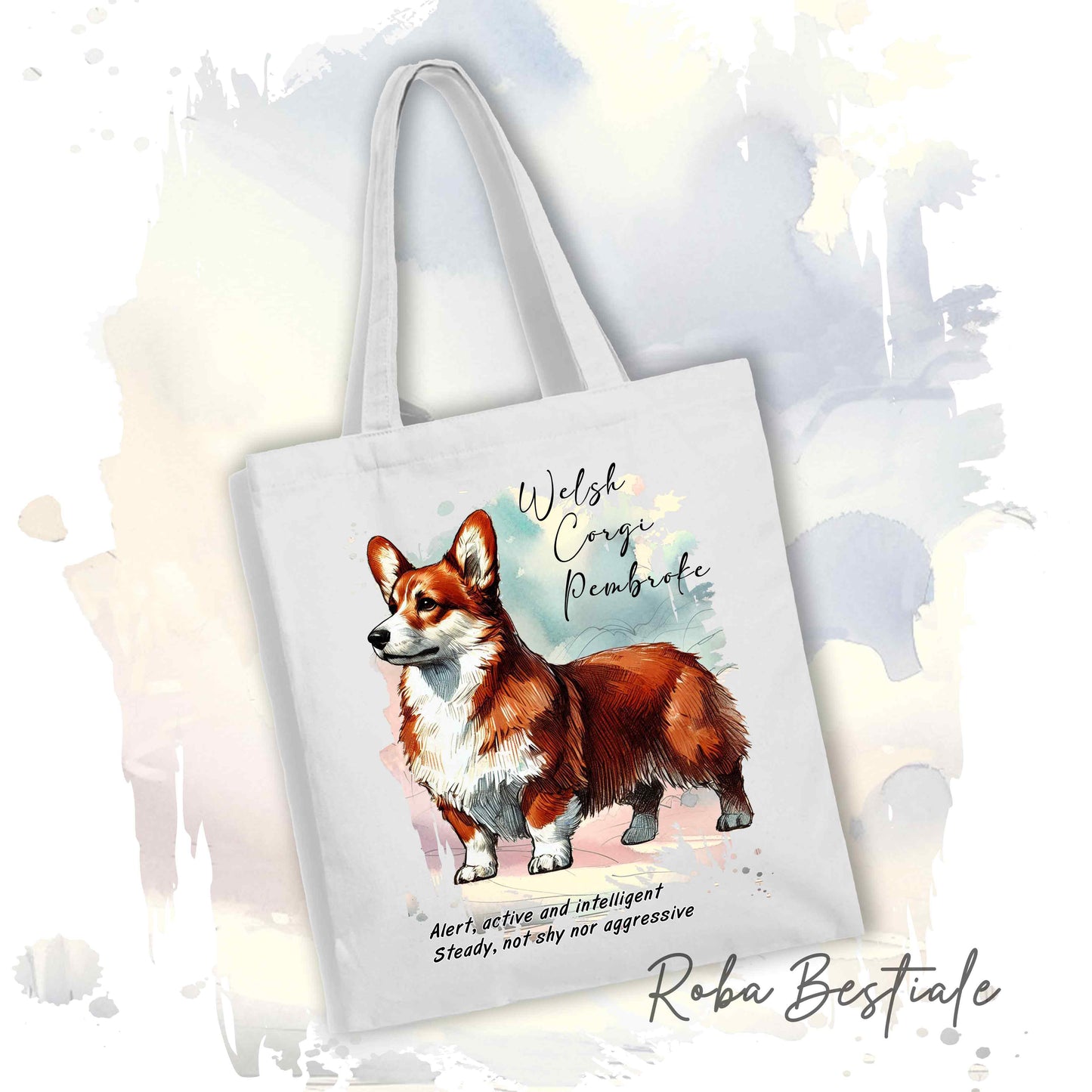 Shopper BEHAVIOR - WELSH CORGI PEMBROKE Rosso - Standard FCI - Diversi colori disponibili, 100% Cotone