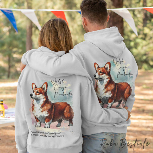 Felpa BEHAVIOR - WELSH CORGI PEMBROKE Rosso - Standard FCI - Unisex - Grigia - dalla XS alla 3XL