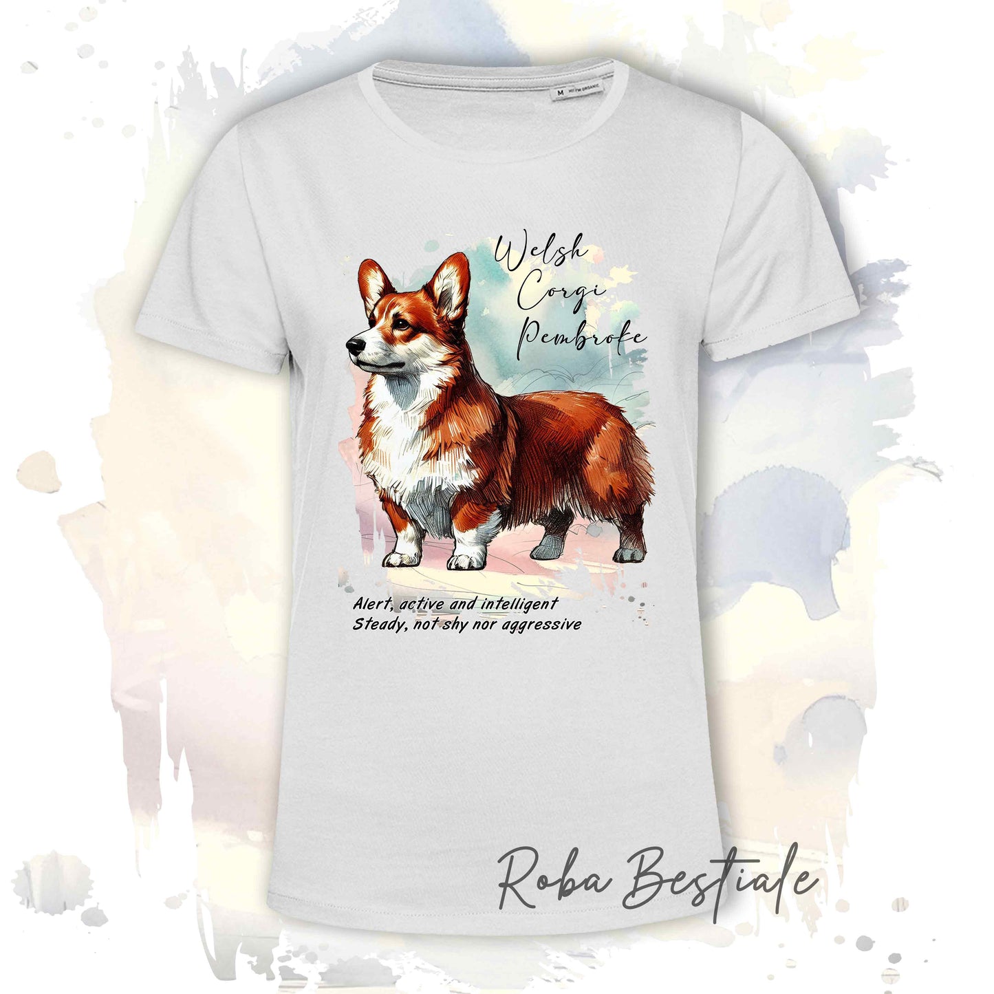 T-Shirt BEHAVIOR - WELSH CORGI PEMBROKE Rosso - Standard FCI - 100% Cotone - dalla XS alla 5XL