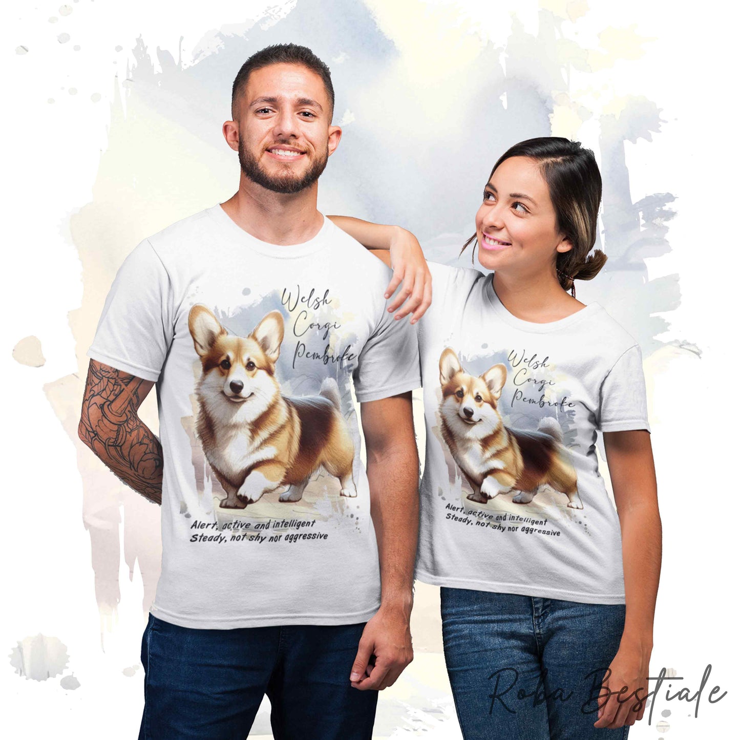 T-Shirt BEHAVIOR - WELSH CORGI PEMBROKE Zibellino - Standard FCI - 100% Cotone - dalla XS alla 5XL