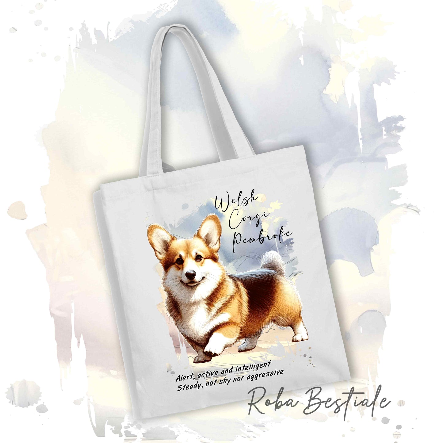 Shopper BEHAVIOR - WELSH CORGI PEMBROKE Zibellino - Standard FCI - Diversi colori disponibili, 100% Cotone