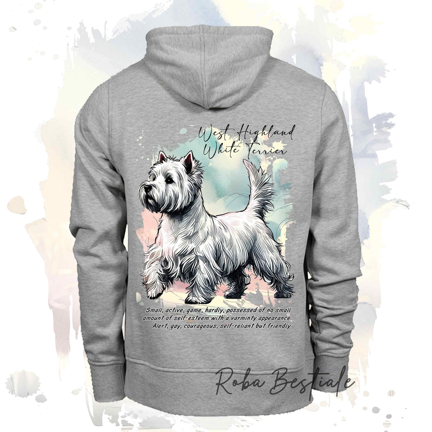 Felpa BEHAVIOR - WEST HIGHLAND WHITE TERRIER - Standard FCI - Unisex - Grigia - dalla XS alla 3XL