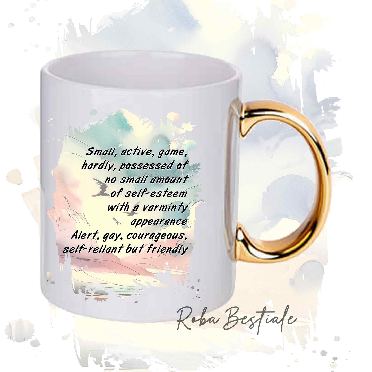 Tazza BEHAVIOR - WEST HIGHLAND WHITE TERRIER - Standard FCI - In Ceramica, con manico dorato - 330 ml