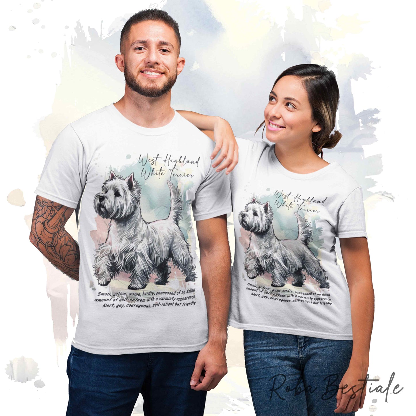 T-Shirt BEHAVIOR - WEST HIGHLAND WHITE TERRIER - Standard FCI - 100% Cotone - dalla XS alla 5XL