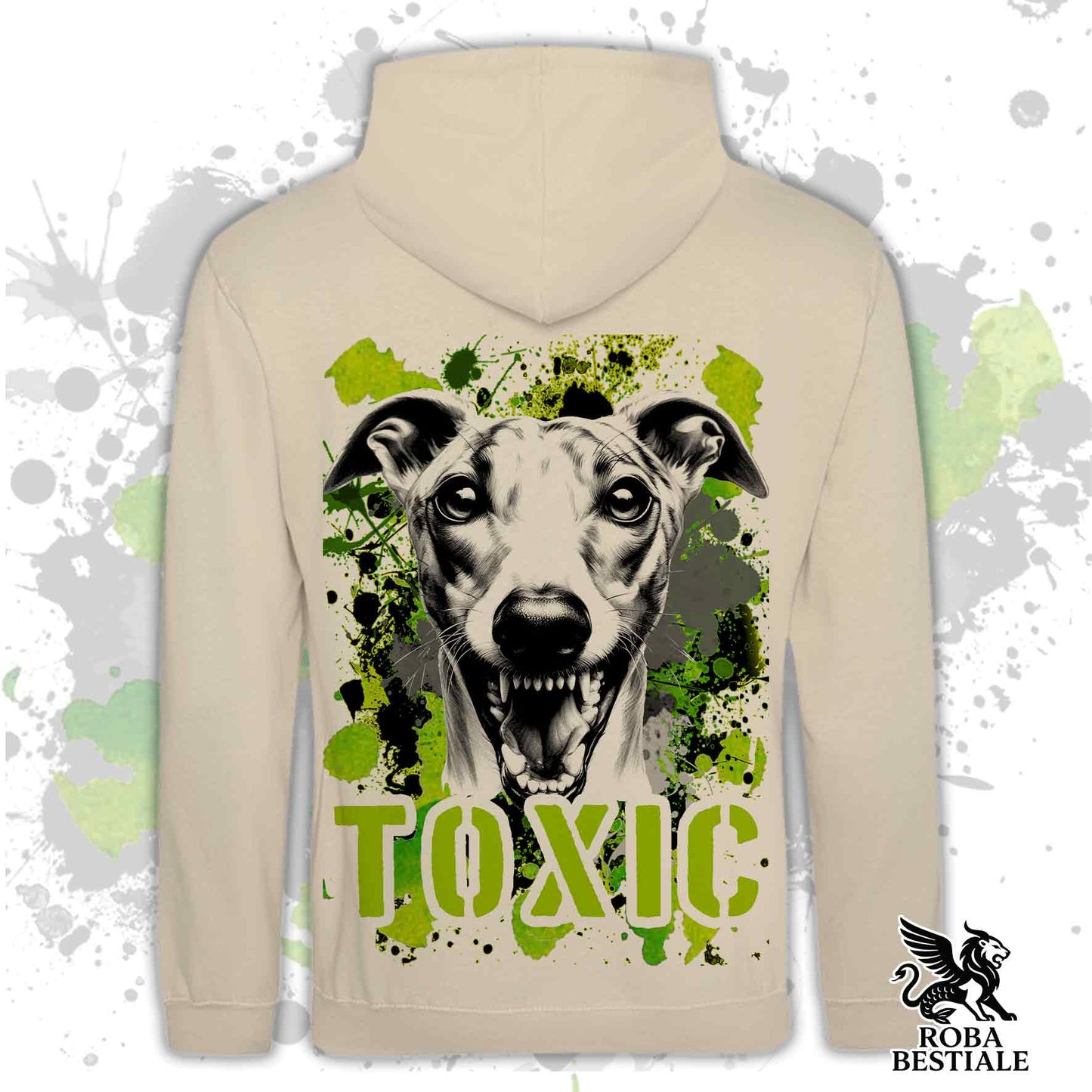 Felpa TOXIC - WHIPPET - Con Cappuccio e Tasconi, Unisex, in tanti colori - dalla XS alla 5XL