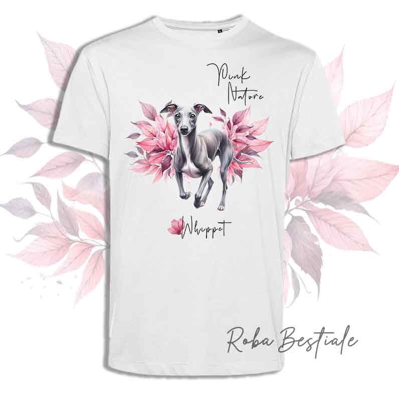 T-Shirt PINK NATURE - WHIPPET Grigio - Uomo o Donna - dalla XS alla 5XL