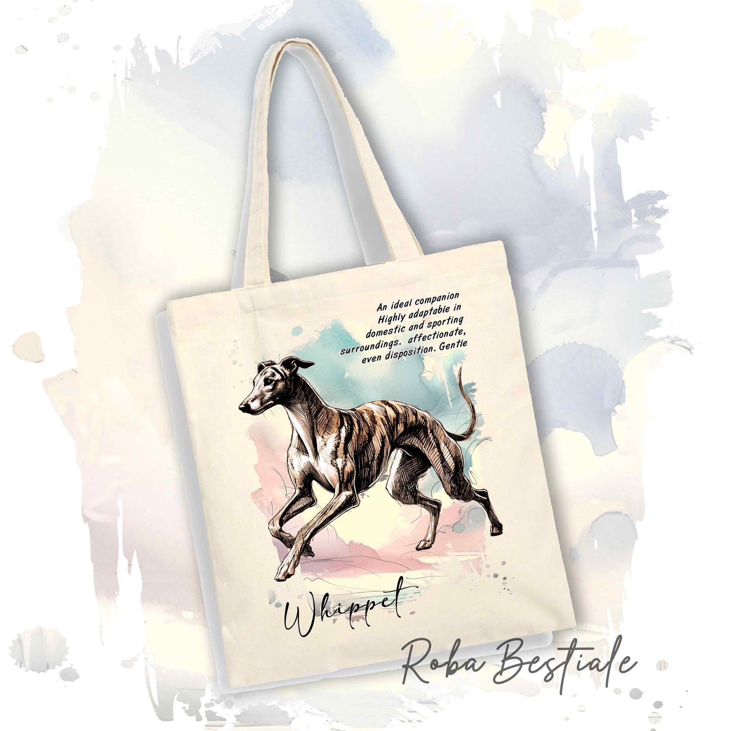 Shopper BEHAVIOR - WHIPPET Tigrato - Standard FCI - Diversi colori disponibili, 100% Cotone