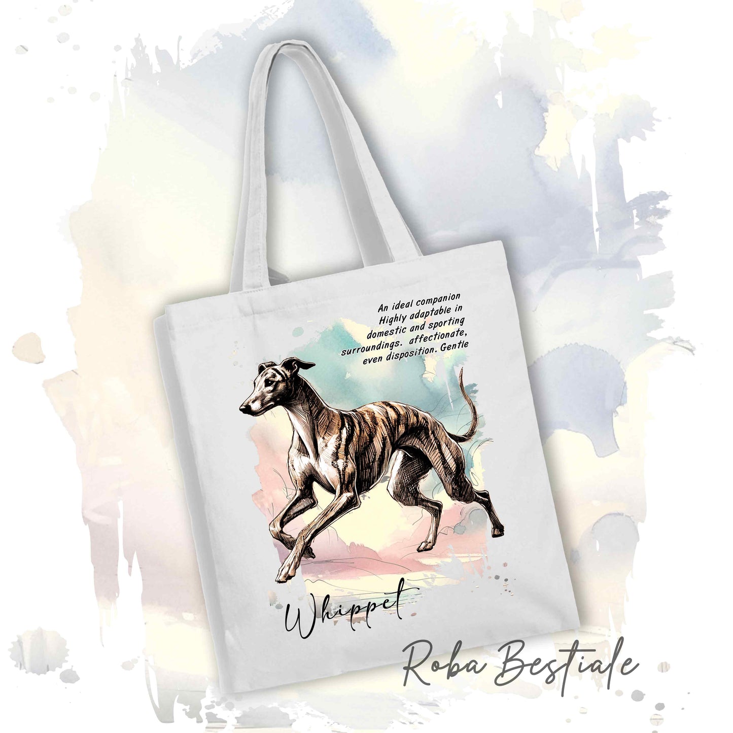 Shopper BEHAVIOR - WHIPPET Tigrato - Standard FCI - Diversi colori disponibili, 100% Cotone