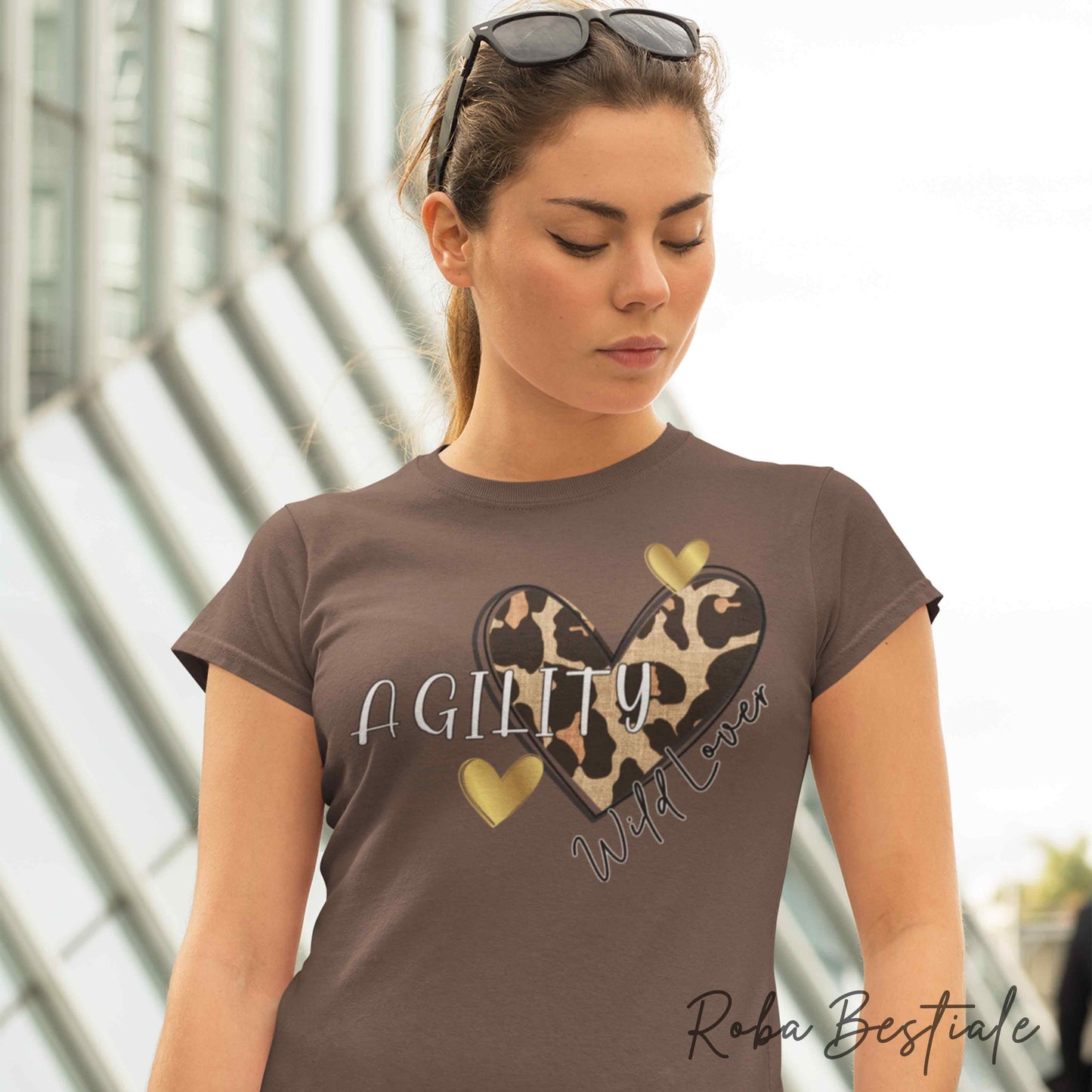 T-Shirt WILD LOVER - AGILITY - NERA, BIANCA O MARRONE - 100% Cotone, dalla XS alla 5XL