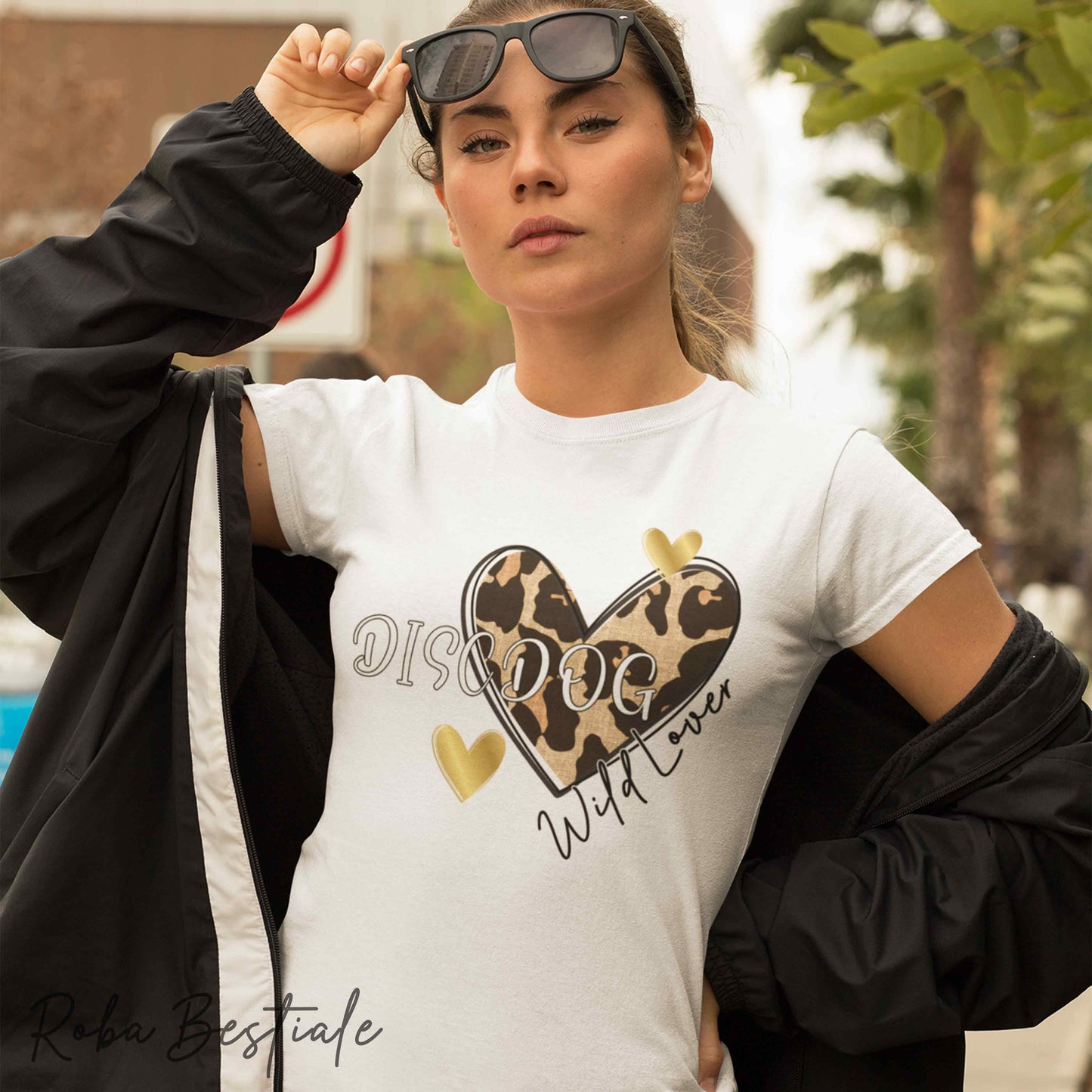 T-Shirt WILD LOVER - DISC DOG - NERA, BIANCA O MARRONE - 100% Cotone, dalla XS alla 5XL