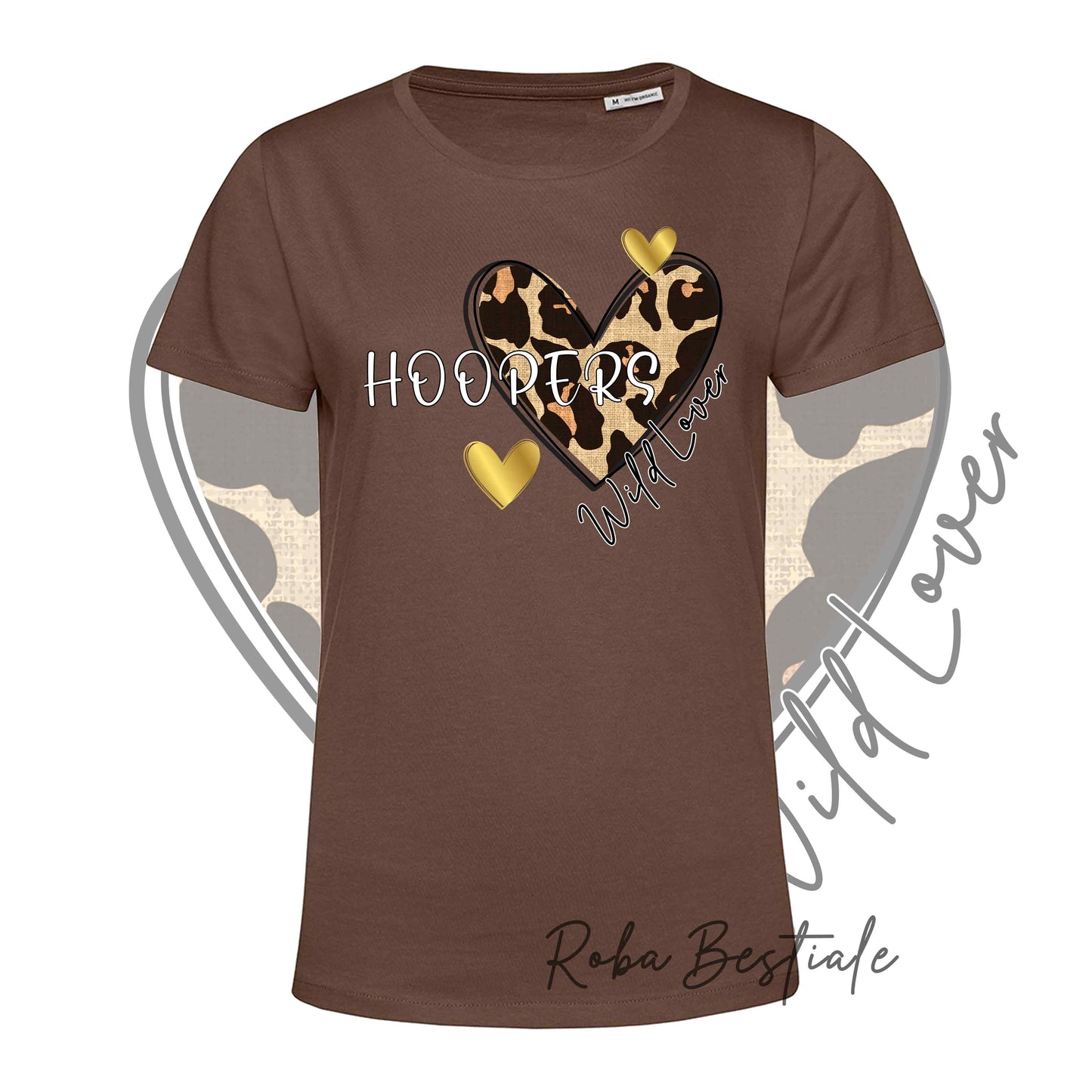 T-Shirt WILD LOVER - HOOPERS - NERA, BIANCA O MARRONE - 100% Cotone, dalla XS alla 5XL
