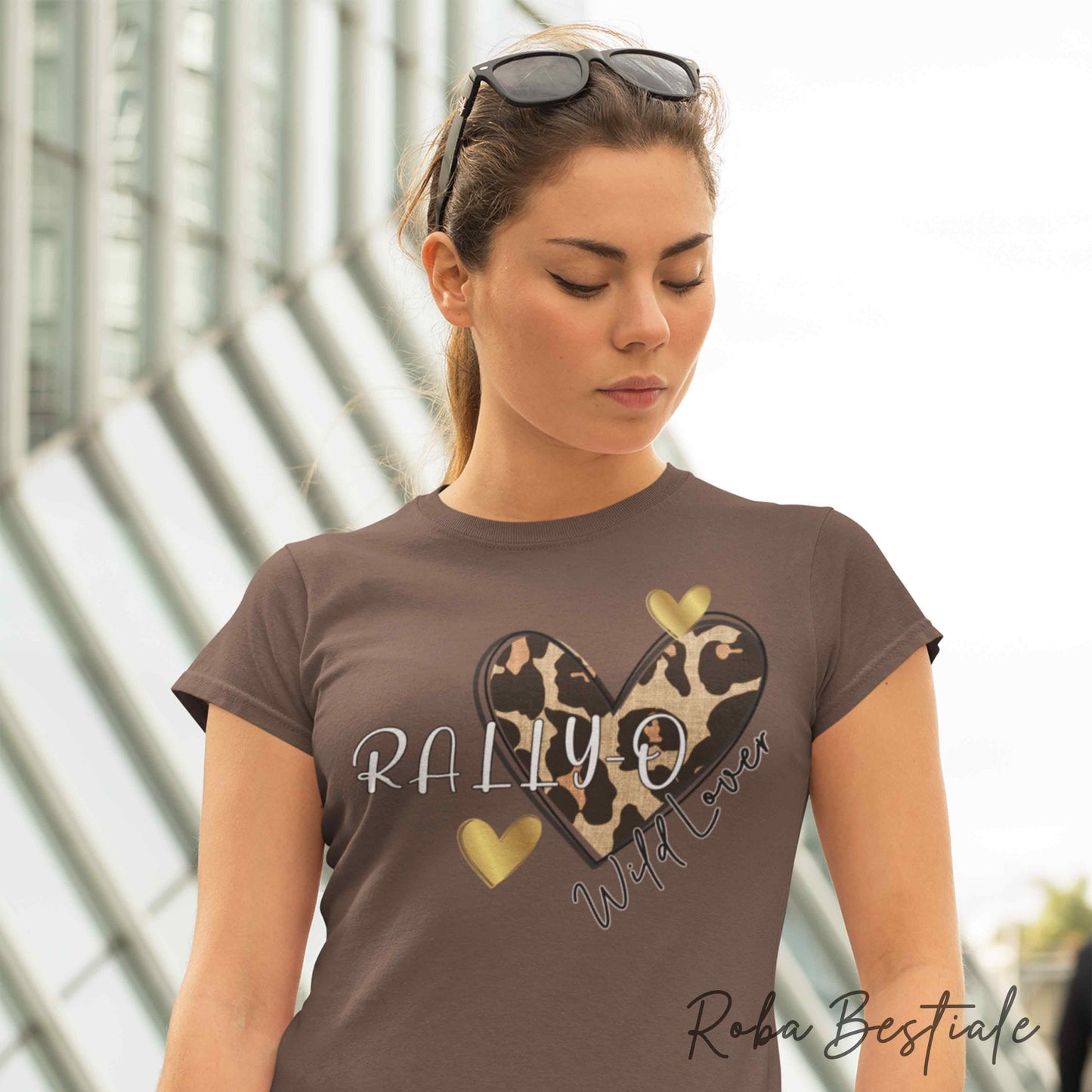 T-Shirt WILD LOVER - RALLY-O - NERA, BIANCA O MARRONE - 100% Cotone, dalla XS alla 5XL